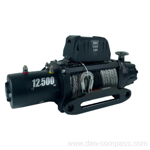 12V 12500lbs synthetic rope electric winch